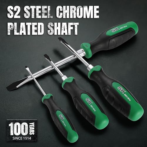 SK 6-Piece Slotted Screwdriver Set, Magnetic Screwdriver Set, S2 Steel, SureGrip Handle - style: Slotted
