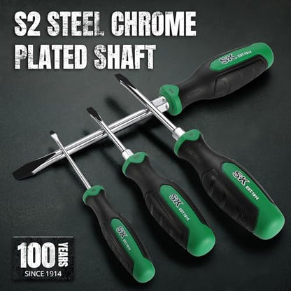 SK 6-Piece Slotted Screwdriver Set, Magnetic Screwdriver Set, S2 Steel, SureGrip Handle - style: Slotted