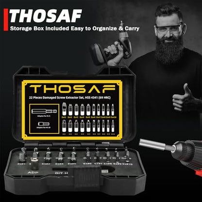 Gifts for Men and Women, Damaged Screw Extractor Kit and Stripped Screw Extractor Set with Magnetic Extension Bit Holder and Socket Adapter Easily and Quickly Remove Damaged, Broken or Stripped Screws