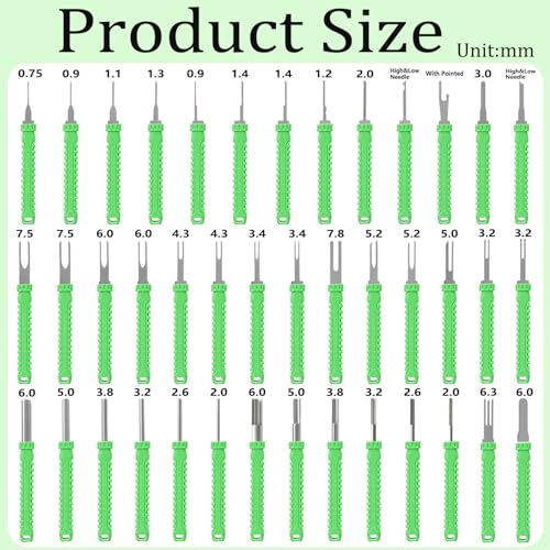 Terminal Removal Tool Kit-41Pcs Depinning Tool with Blow-Molded Case | 41Pcs Depinning Tools Kit Automotive Green Electrical Pin Removal Tool Kit for Auto Motorcycle Wire Harness and Connectors - color: Green