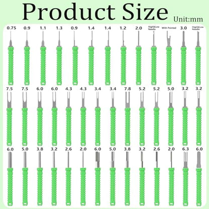 Terminal Removal Tool Kit-41Pcs Depinning Tool with Blow-Molded Case | 41Pcs Depinning Tools Kit Automotive Green Electrical Pin Removal Tool Kit for Auto Motorcycle Wire Harness and Connectors - color: Green