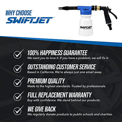 SwiftJet Car Wash Foam Gun + Microfiber Wash Mitt - Foam Cannon Works with Any Soap - Garden Hose Car Foam Sprayer - Car Wash Kit - Car Accessories Foam Blaster (Blue Foam Gun with Mitt) - color: Blue Foam Gun with Mitt