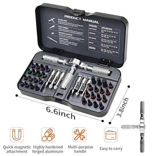 40 in 1 Magnetic Ratchet Screwdriver Set, Multi Bit DIY Magnetic Screwdriver Set with Detachable Ratchet Handle, Portable Precision Repair Tool Kit for Furniture, Electronics, Bicycle New Tools 2026 - size: 2026 New 40 in 1 Screwdriver Set