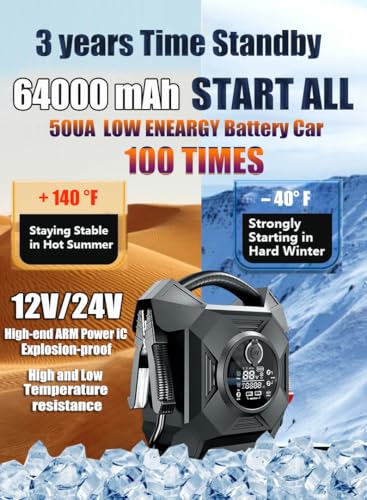 CAT797 Truck Jump Starter Heavy Duty, 30000A Peak, 12V/24V, -40°F Instant Start,Battery Booster for Forklift, Tractor, Semi Truck, Yacht, Gasoline and Diesel Engines Up to 50L, Class 8 - color: black