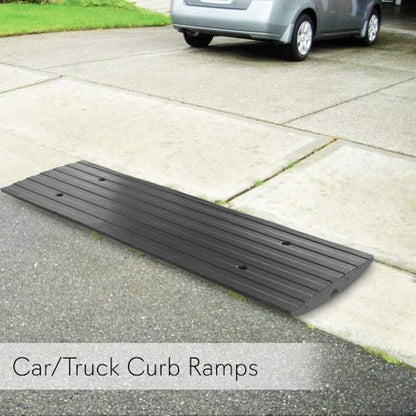 Pyle Car Driveway Adjustable Curb Ramps - 3 Pack Heavy Duty Rubber Threshold Ramp Kit Set -For Loading Dock, Garage, Sidewalk, Truck, Scooter, Bike, Motorcycle & Wheelchair Mobility- PCRBDR23 - size: 3-Pack