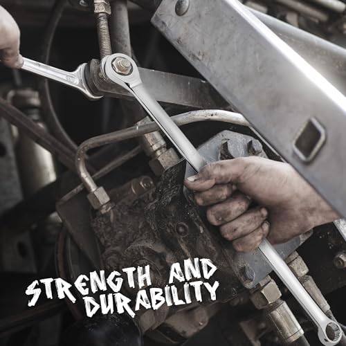 HORUSDY Extra Long Ratcheting Wrench Set, 8-22MM Double Box End, 9-Piece Metric CR-V Steel, with EVA Foam Tool Organizer - style: 9pcs Metric Ratchet Extra Long Wrench Set