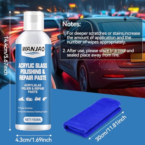 Plastic Polishing Compound, High Gloss Restoration&Scratch Removal | Acrylic Polish Polishing Paste for Car, Furniture, Metal Surface Repair Products, 150ml White