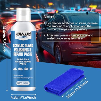 Plastic Polishing Compound, High Gloss Restoration&Scratch Removal | Acrylic Polish Polishing Paste for Car, Furniture, Metal Surface Repair Products, 150ml White