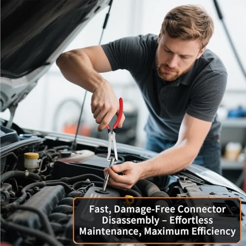 4 Pieces Electrical Disconnect Pliers for Cars,Automotive Electrical Plug with 8 Pcs Terminal Removal Tools,Separator with Straight & 60° Pliers,Valentines Gifts（Comes with gloves and tool kit）