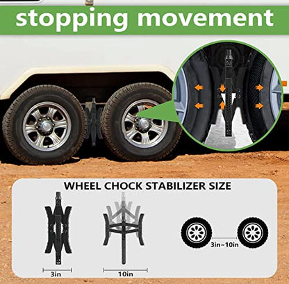 RVPNR217B RV Wheel Chock Stabilizer,Camper x chocks Travel Trailer, Wheel Chocks for Travel Trailers, Tire chocks rv Trailer (2 Packs) with Ratchet and Password Locks (Black) - color: Black