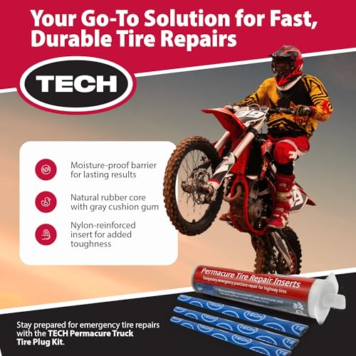 TECH Permacure Tire Repair Refill Kit - The Ideal Size Tire Repairs and Tools for Passenger Cars, Light Trucks, SUVs, Trailers, ATVs, Golf Carts, Farm Equipment and More (8 Repairs, No Tools)