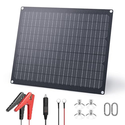 ZOUPW 20W 12V Solar Battery Charger,Solar Battery Maintainer Trickle Charger with Built-in Intelligent Charge Controller,IP68 Waterproof for Car Boat Marine RV Trailer(1 PCS) - size: 1PCS-20W