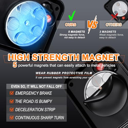 2PCS Magnetic Red Strobe Lights Rechargeable Flashing Lights | Beacon Caution Warning LED Road Flare Emergency Lights Wireless Battery Powered Strobe Lights for Trucks Vehicle Trailer Car - color: Red