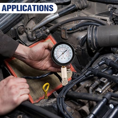 8 pcs Compression Tester Kit, Petrol Pressure Tester Range of 0-300 Psi Engine Compression Tester Kit for Automotive Cars and Motorcycles, Compression Tester Small Engine with Portable Storage Box