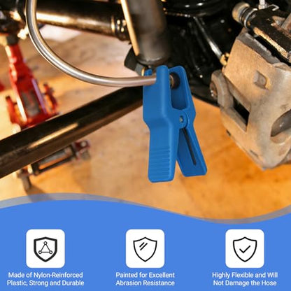 OUKENS 7PCS Fluid Line Stoppers Set, Hose Clamp Pliers, with 3 Plugs Brake Hose Line Clamp, Fluid Stop Clamp Set for Brake Line Fuel Rail Hose A C Line and Banjo Fitting