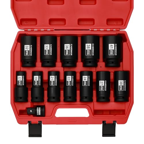 CASOMAN 3/4" Drive Deep Impact Socket Set, 13Piece Jumbo Socket Assortment, Metric(17mm to 41mm), 6-Point, Include 1/2" F to 3/4" M Adapter, CR-MO Steel - size: 13 PCS (11/16" to 1-5/8")