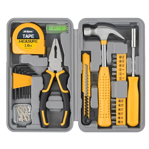 Hi-Spec Small Tool Kit Compact Set for Home and Office DIY, Yellow | 25pc, Mini Tool Box, Basic Household Repairs, Starter Toolkit, Compact Case, Everyday Fixes, Apartment and office tool set - color: Yellow, size: 25 Piece
