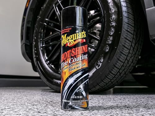 Meguiar's Hot Shine High Gloss Tire Coating - Get Long-Lasting Tire Protection and Glossy Tires with a Wet Look Shine, 3 Pack of 15 Oz Aerosol Cans