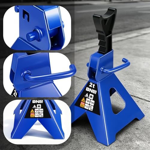 DNA Motoring 1 Pair Jack Stands, 2 Ton (4400 lbs) Capacity Car Lifting Stand, Adjustable Height Car Jack Stands for Cars, Sedans, Small Vehicles, SUV, TOOLS-00681-BL - style: 2 Ton Blue