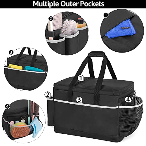 HODRANT Extra-Large Cleaning Caddy with EVA Hard Bottom with Shoulder Strap | High Capacity Cleaning Supplies Organizer for Housekeeping & Home Work, Cleaner Tools Tote Bag, Patent Design