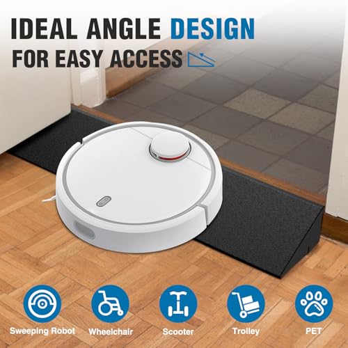 Nilight 2.4" Rise Threshold Ramp for Doorways, 19.7" Wide Low Profile Rubber Smooth Access Door Ramp for Doorway, Curb, Home Steps, Bathroom - size: 2.4" Rise