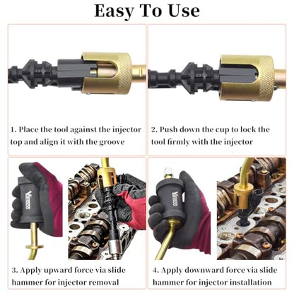 Fuel Injector Remover Tool, Compatible with Land Rover 5.0 Jaguar 3.0, Replace 310-197, with Gloves - size: 310-197