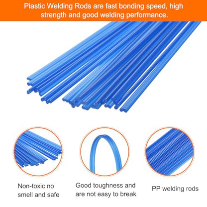 MECCANIXITY 20pcs 8 Inch Plastic Welding Rods PP Welding Strips Welder Rods for Car Bumper, Kayak Repair, Plastic Welder, Blue