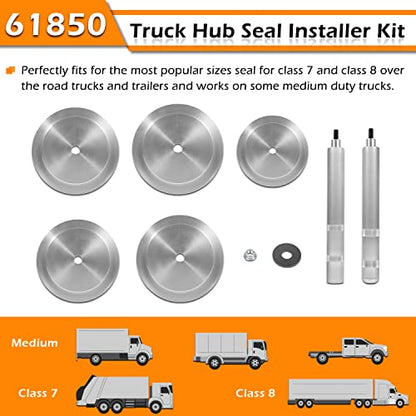 61850 Truck Hub Seal Installer Kit Fit for Size Seal for Class 7 & Class 8 Trucks, Trailers and Some Medium Duty Trucks