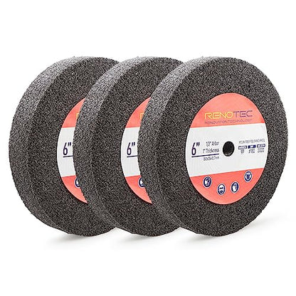 6 inch 9P Hardness Deburring Wheel, Pack of 3, 180 Grit, Nylon Fiber Buffing Wheels. for Bench Grinder Buffing Machine Polishing Stainless Steel. 1/2 inch Arbor, 1 inch Thickness - style: Deburring Wheel 3 Pcs