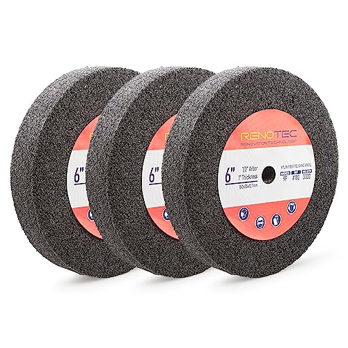 6 inch 9P Hardness Deburring Wheel, Pack of 3, 180 Grit, Nylon Fiber Buffing Wheels. for Bench Grinder Buffing Machine Polishing Stainless Steel. 1/2 inch Arbor, 1 inch Thickness - style: Deburring Wheel 3 Pcs