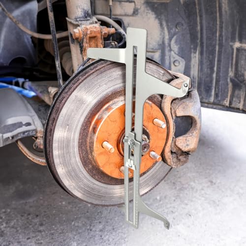 Tlence Steel Brake Resetting Gauge, Drum Brake Measuring Tool, Heavy Duty Dual Scale Caliper for Adjusting Brake Shoes, Lining and Rotors, Automotive Brake Tool