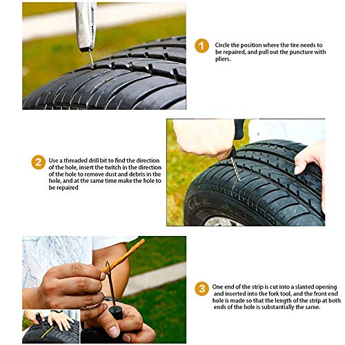 DGZZI Tire Repair Strings Rubber Strip 20PCS Tire Repair Plugs Self Vulcanizing Tire Repair Kit Bacon Strips for Car