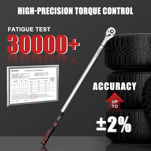 VANPO Digital Torque Wrench 3/4-Inch 22.1-442.5 Ft-Lb, for Trucks | 30-600Nm, ±2% Accuracy Heavy-Duty Electronic Torque Wrench with Triple Alert, Preset Memory for Heavy Automotive & Equipment - size: 3/4-inch 22.1-442.5 Ft-lb/30-600 Nm