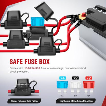 Nilight 16AWG 14AWG 12AWG LED Light Bar Wiring Harness Kit 12V On/Off 4 Gang Rocker Switch Panel Power Relay Blade Fuse 5Pin Toggle Switches for Cars Boat ATV Trucks-8 Leads - color: 4Gang Rocker Switch 16AWG Wiring Harness