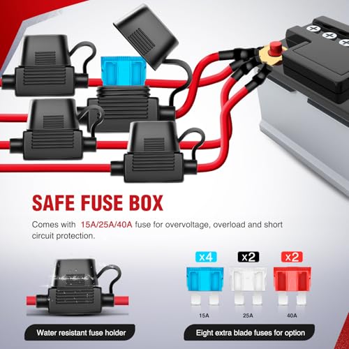 Nilight 16AWG 14AWG 12AWG LED Light Bar Wiring Harness Kit 12V On/Off 4 Gang Rocker Switch Panel Power Relay Blade Fuse 5Pin Toggle Switches for Cars Boat ATV Trucks-8 Leads - color: 4Gang Rocker Switch 16AWG Wiring Harness
