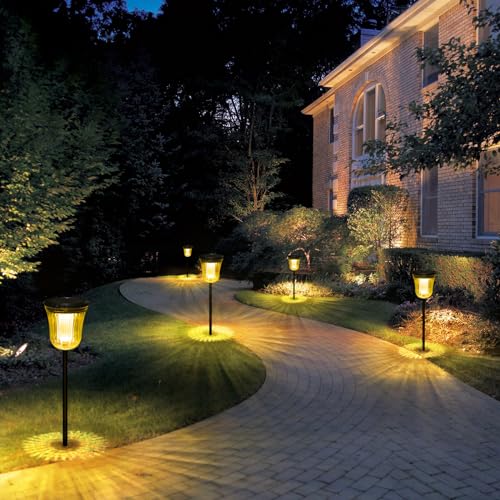 Solar Pathway Lights Outdoor, Solar Lights Outdoor Waterproof IP65, 200 LM Auto On/Off Solar Lights Garden,Outdoor Solar Lights for Yard Garden Walkway Driveway Path - size: 1 Pack-200 Lumen