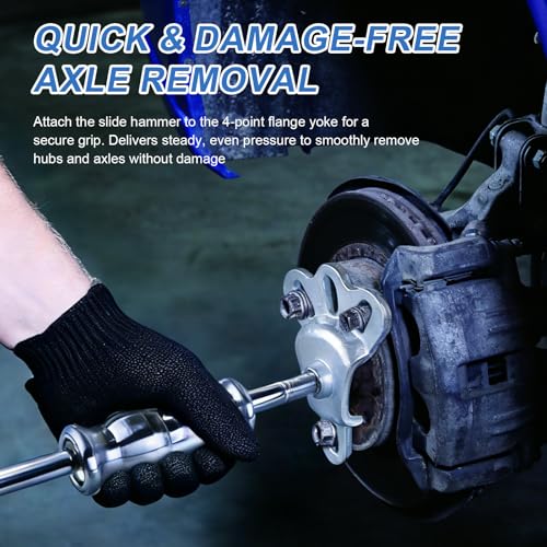 Rear Axle Bearing Puller Tool Kit & Slide Hammer Set, Heavy-Duty Axle Seal & Bearing Remover with Slide Hammer Yoke, 3 Adapters (1-1/4" to 2-7/8" IDs), Premium Automotive Repair Tool