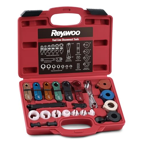 Reywoo 25 PC Fuel Line Disconnect Tool Set, Master Quick Disconnect Tool Set for A/C Fuel & Transmission Systems, Fuel Line Removal Tool Compatible with Ford Chevy GM Chevy Mazda