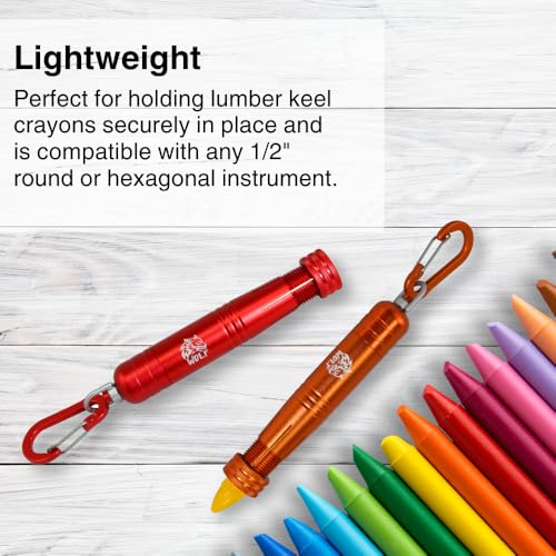 WOLF Metal Lumber Keel Crayon Holder | ½’’ Round or Hexagonal | Kio | Ambidextrous & Contoured Grip Handle | Construction Carpenter - color: Red
