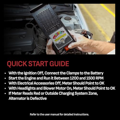 Schumacher Electric 100A Car Battery Load Tester and Voltmeter, for Batteries Up to 1000 Cranking Amps, Charging System Diagnosis, for 6V/12V Power Sport, Automotive, and Marine Batteries, BT-100 - size: Analog / BT-100