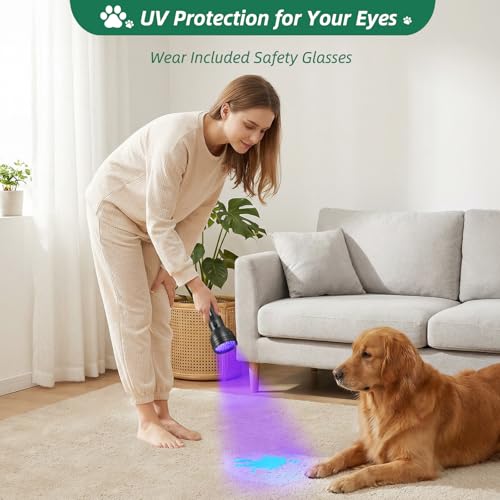 ESCO LITE Black Light for Pet Urine Detection UV Flashlight 395nm Pet Urine Detector Light for Cat Pee and Dog Stains Carpets Floors - size: 51 LED