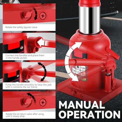 Auto Dynasty 50 Ton Hydraulic Bottle Jack, Automotive Welded Bottle Jack for Car, Pickup Truck, RV, Auto Repair, 10" to 16.5" Lifting Range (Red) - color: Red, size: 50 Ton