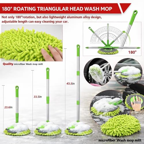 56Pcs Car Wash Cleaning Kit with Foam Gun, Car Wash Brush with Long Handle, Car Detailing Kit, Car Wheel Brush for Car Cleaning Supplies, Adjustable Hose Wash Sprayer-Quick Connector to Any Hose - size: 56PCS