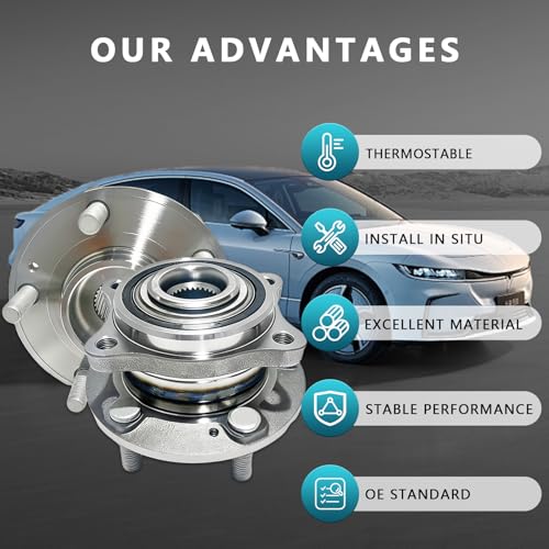 513266 Front Rear Wheel Bearing Hub Assembly for Hyundai Santa Fe Sport XL, Veracruz, Kia Sorento Rondo 2007-2020, 51750-2B000, 51750-3J000 (2PCS) - size: 513266