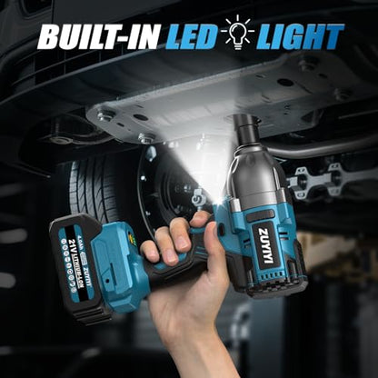 Cordless Impact Wrench 1/2", 1600N.m (1200ft-lbs) High Torque Brushless Impact Gun, 21V 3800RPM Power Impact Wrenches, Electric Impact Driver with 2x 4.0Ah Battery for Car Tire Truck RV Mower