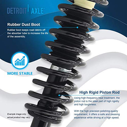 Detroit Axle - Rear Struts for 1999-2000 Chrysler Cirrus Dodge Stratus Plymouth Breeze, w/Coil Spring Replacement Suspension Quick Install Ready Shocks Assembly - size: 171311 x2/PAIR