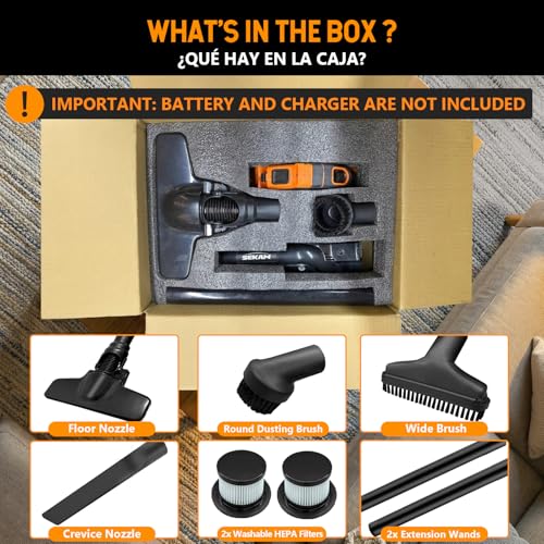 SEKAM Cordless Vacuum Cleaner for DeWalt 20V Battery, Handheld Vacuum with 400W Motor, 53 CFM Portable Garage Vacuum for Home Pet Hair Car Detailing (Battery Not Included)