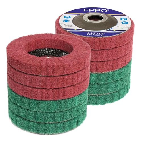 FPPO 12Pcs 4.5" x 7/8" Nylon Fiber Flap Disc Polishing Grinding Wheel,Scouring pad Buffing Wheel for Angle Grinder, Polishing Tools,Abrasive disks for Power-Operated Grinders