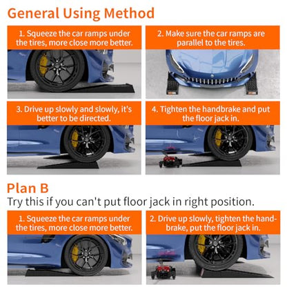 Low Profile Car Service Ramp with Anti-Slip Blocks, Portable Car Race Ramp, for Vehicle Oil Changes, Maintenance 2 Pack B - color: B