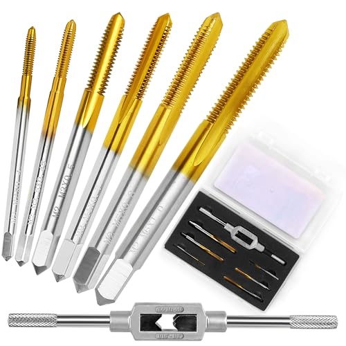 6Pcs Metric Tap Set with 1Pc Tap Wrench, M2 HSS Thread Tap Set from M2 to M6, Machine Screw Tap for Metal,Aluminum,Plastic,Wood - size: M2 to M6 - 6Pcs Tap Set